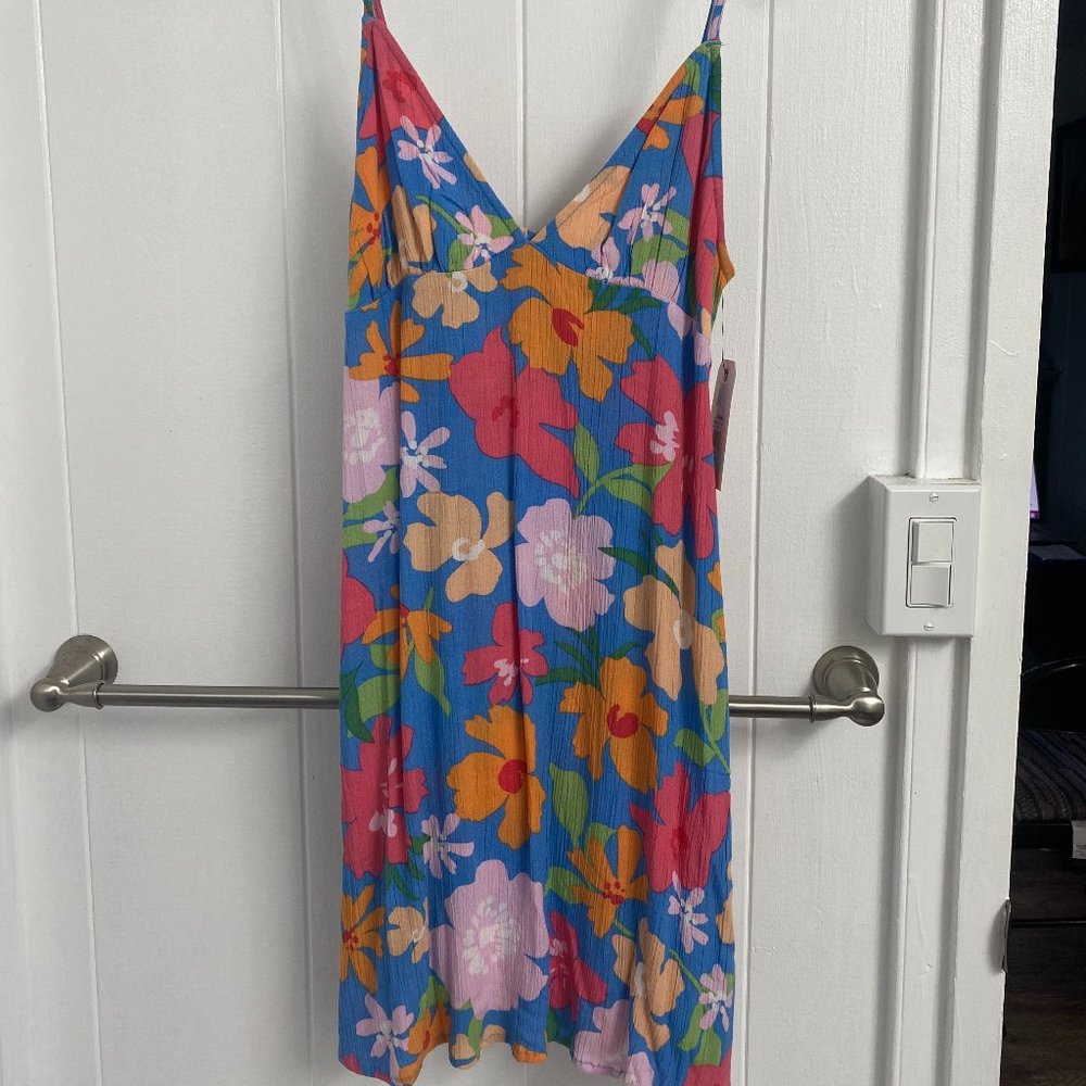 Small Billabong Blue Pink Floral Summer Beach Dress